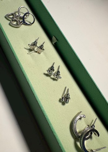 Gümüş Rengi 6'lı Küpe Seti - Görsel 4