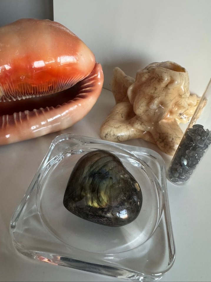 Kalp Form Labradorit + Enerji Taşı - Görsel 2