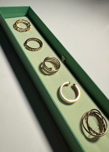 Gold Rengi 5'li Yüzük Seti - Çoklu Yüzük - Görsel 3