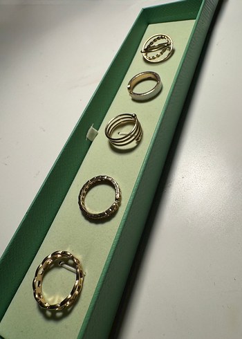 Gold Rengi 5'li Yüzük Seti - Çoklu Yüzük - Görsel 2