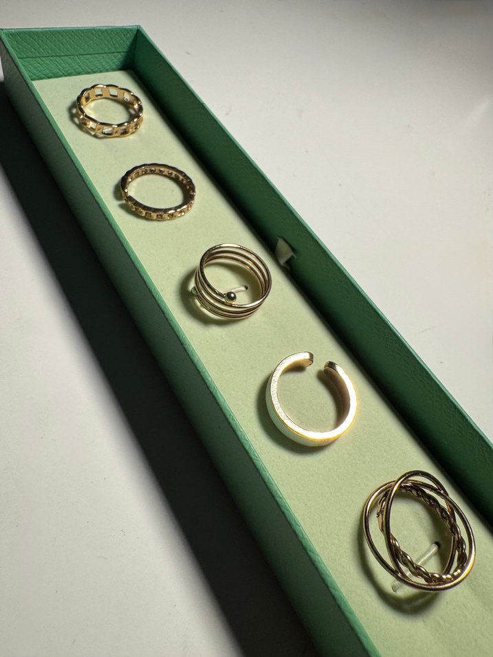 Gold Rengi 5'li Yüzük Seti - Çoklu Yüzük - Görsel 3