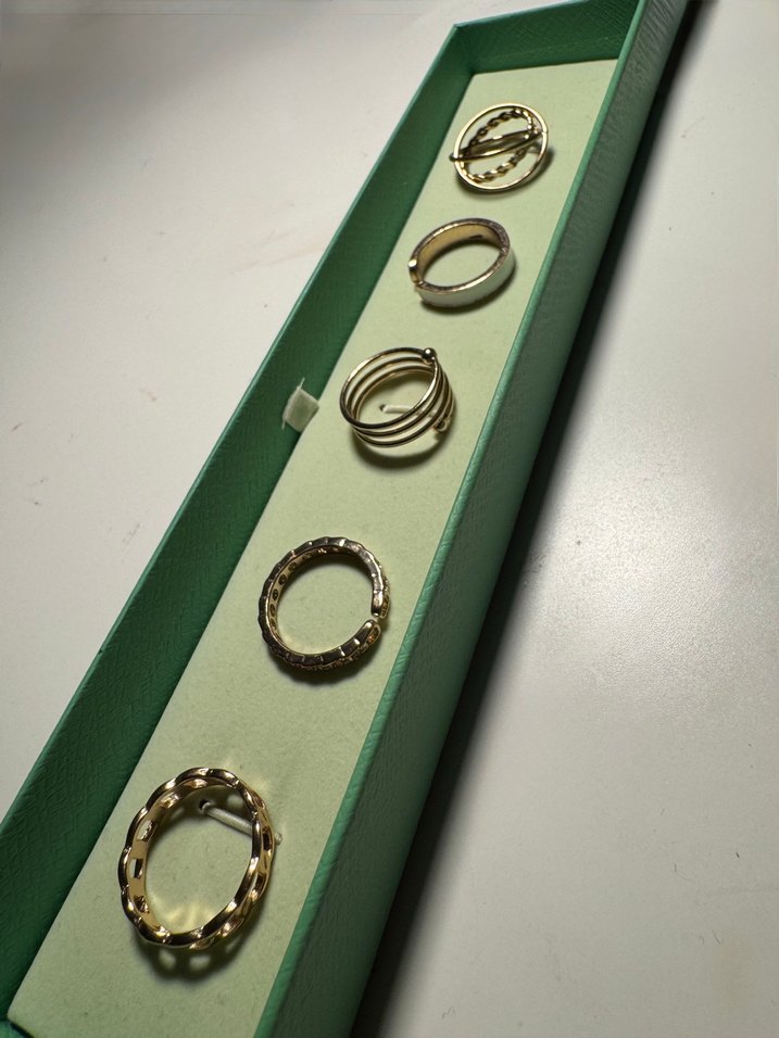 Gold Rengi 5'li Yüzük Seti - Çoklu Yüzük - Görsel 2