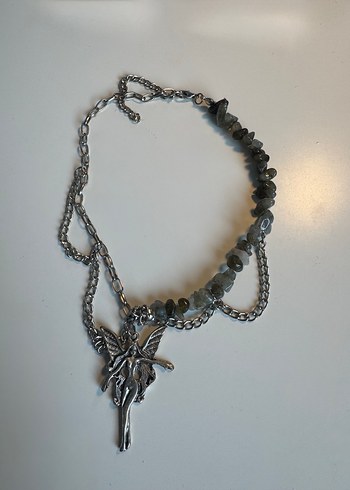 Peri & Labradorit Taşı Kolye El Yapımı - Görsel 2