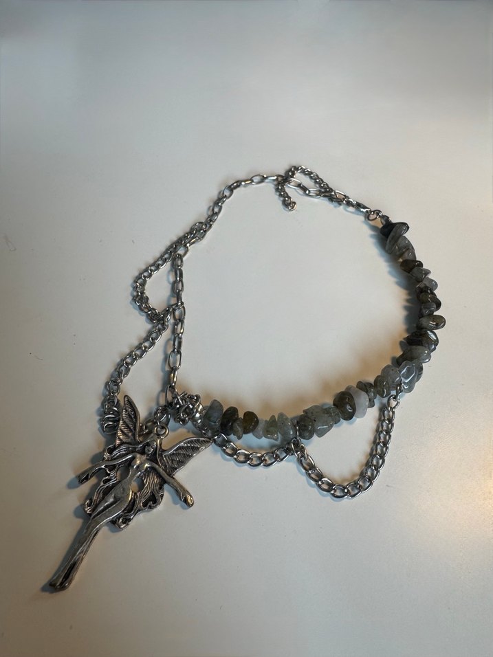 Peri & Labradorit Taşı Kolye El Yapımı - Görsel 3