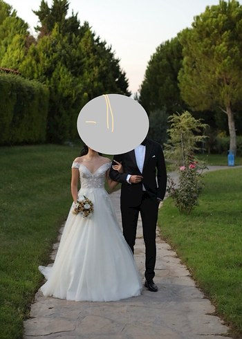 Modern Klasik Beyaz A-Line Gelinlik