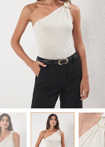 Trendyolmilla Bej Drapeli V Yaka Kolsuz Bluz - Görsel 3