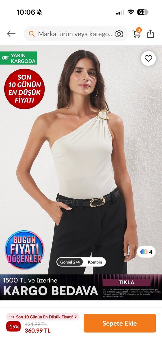 Trendyolmilla Bej Drapeli V Yaka Kolsuz Bluz - Görsel 5