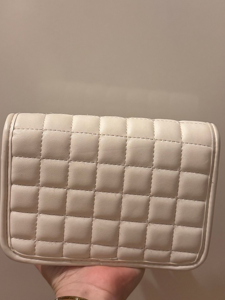 Bershka çanta Bej Deri Kapitone Kadın Çanta - Görsel 2