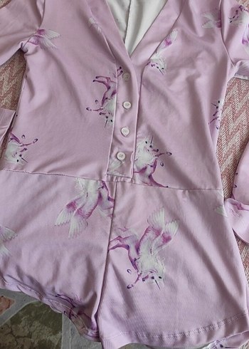 Pembe Baskılı Mini Emzirme Pijaması - Görsel 2