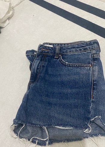 Düğmeli Lacivert Kadın Mini Jean Şort - Görsel 3