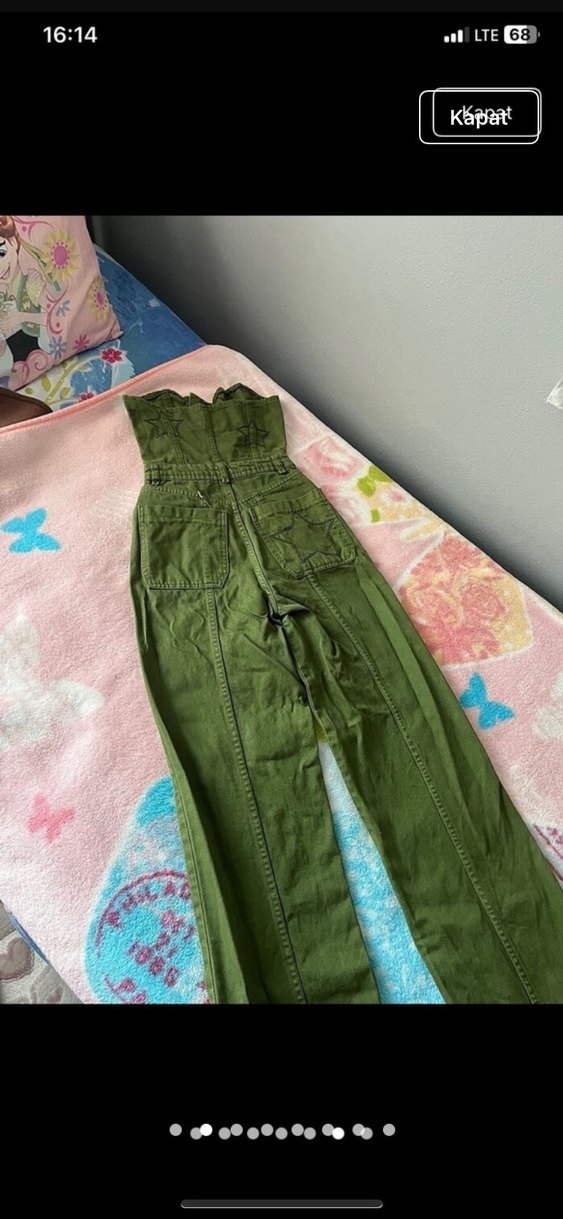 Yeşil Bağlamalı Desenli Fermuarlı Kadın Pantolon - Görsel 2