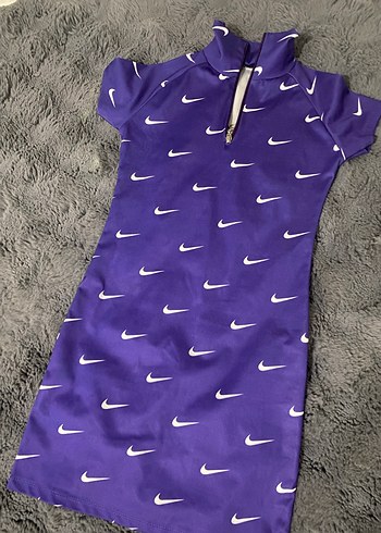 Mor, Kısa Kollu, Spor Tarz Kadın Elbisesi - Görsel 3