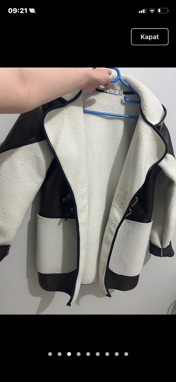 Kürklü Beyaz Deri Biker Kadın Ceket - Görsel 2