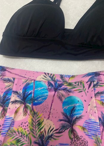 Pembe Tropikal Desenli Yüksek Bel Bikini Altı - Görsel 2