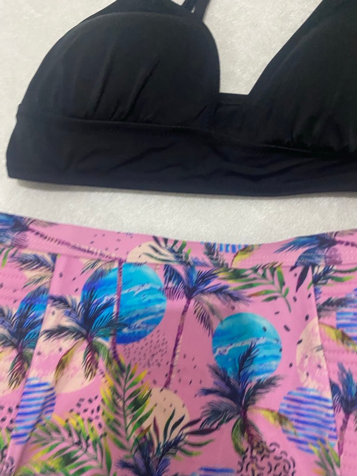 Pembe Tropikal Desenli Yüksek Bel Bikini Altı - Görsel 2