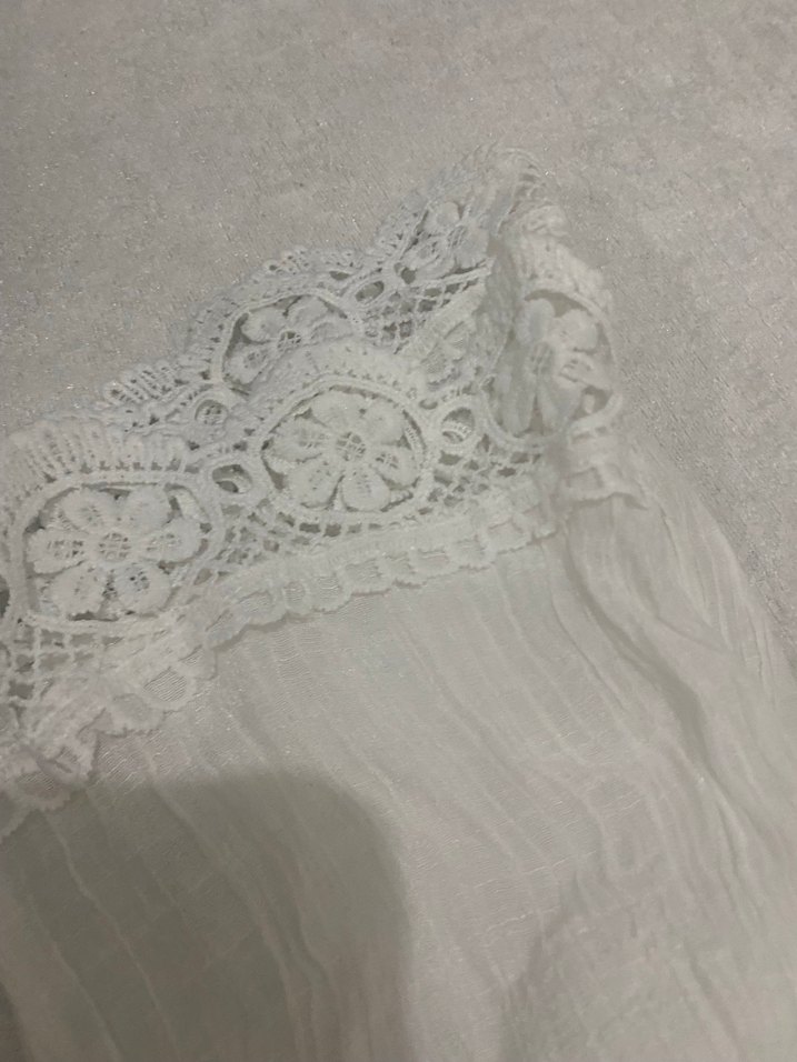 Dantel Detaylı Beyaz Uzun Keten Elbise - Görsel 4