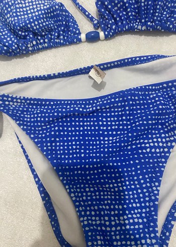 Mavi Boncuklu İpli Mini Bikini - Görsel 2