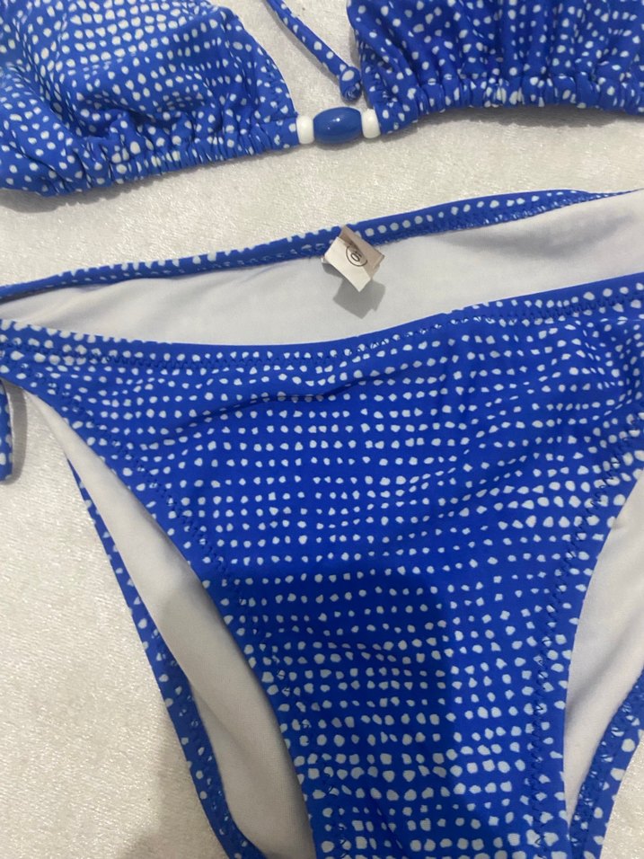 Mavi Boncuklu İpli Mini Bikini - Görsel 2