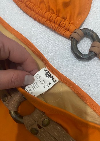 Tokalı, Askılı Turuncu Bohem Bikini - Görsel 4