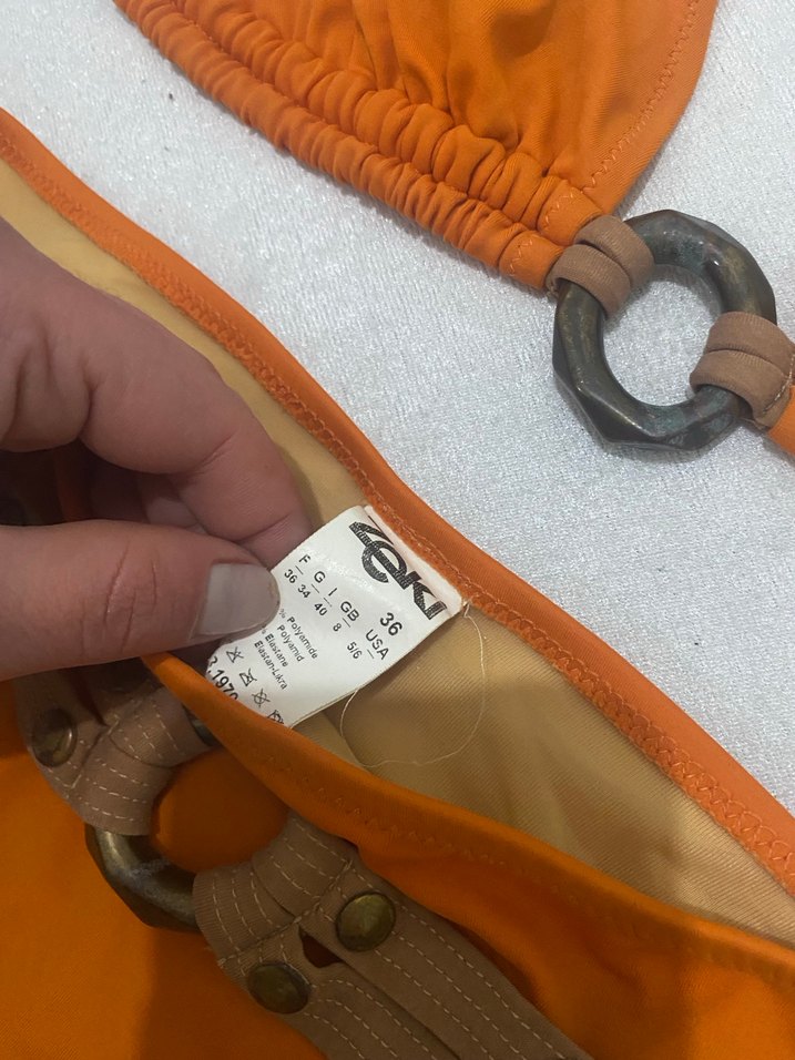 Tokalı, Askılı Turuncu Bohem Bikini - Görsel 4