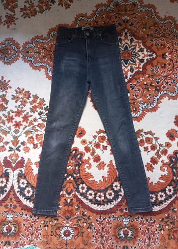 Kadın Koyu Mavi Batik Desenli Kemerli Jean - Görsel 3