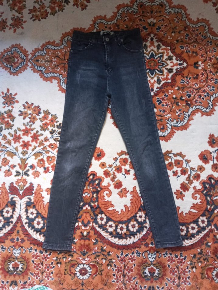 Kadın Koyu Mavi Batik Desenli Kemerli Jean - Görsel 3