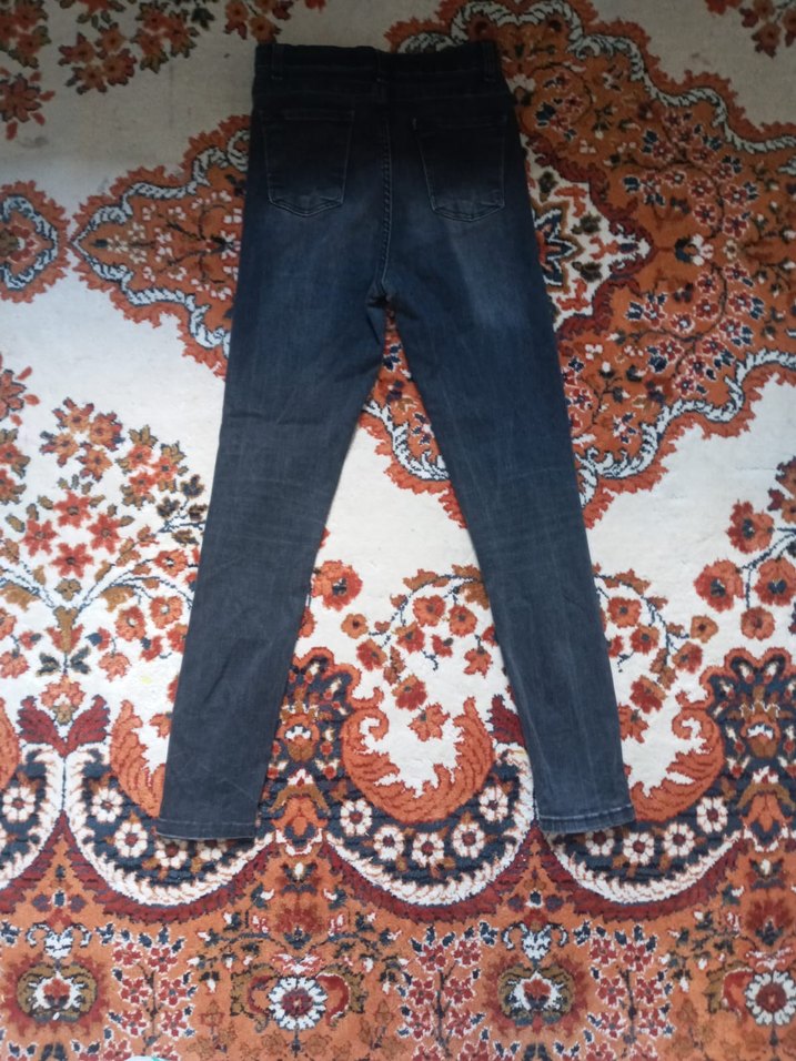 Kadın Koyu Mavi Batik Desenli Kemerli Jean - Görsel 2