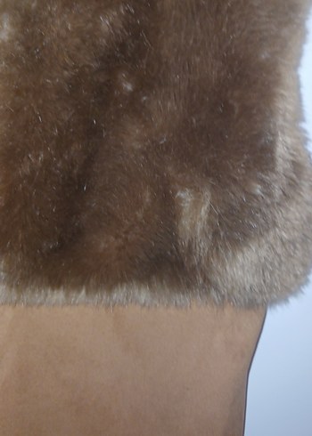 Kahverengi Süet Kürklü Uzun Kadın Yelek - Görsel 2