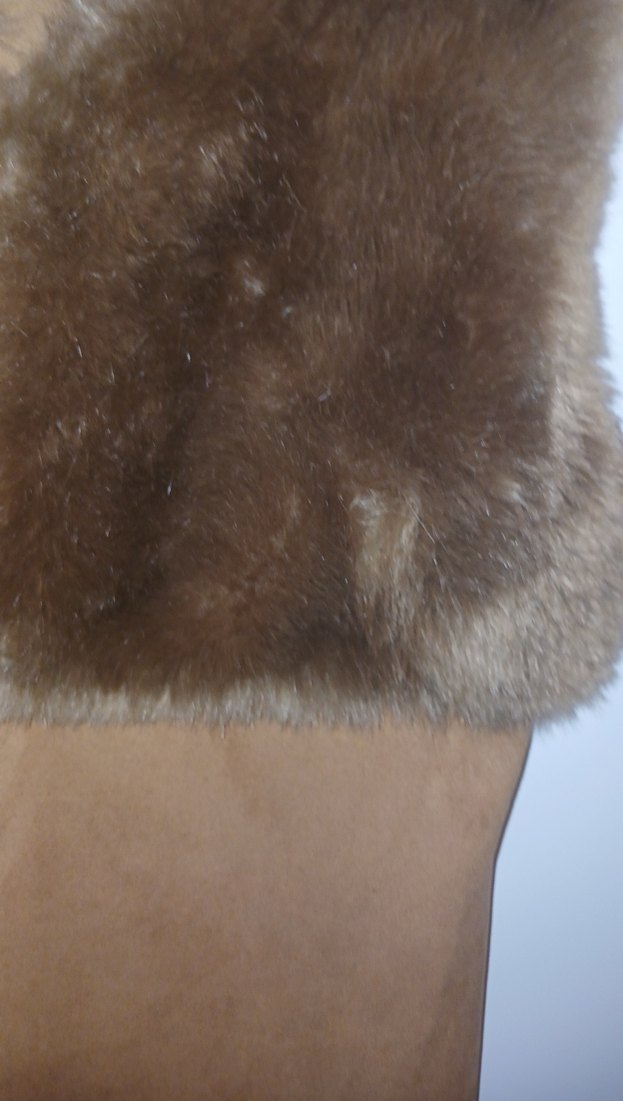 Kahverengi Süet Kürklü Uzun Kadın Yelek - Görsel 2