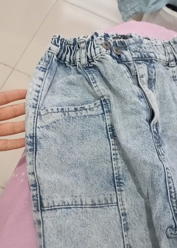 Kadın Mavi Denim Midi Bol Kesim Jean - Görsel 4