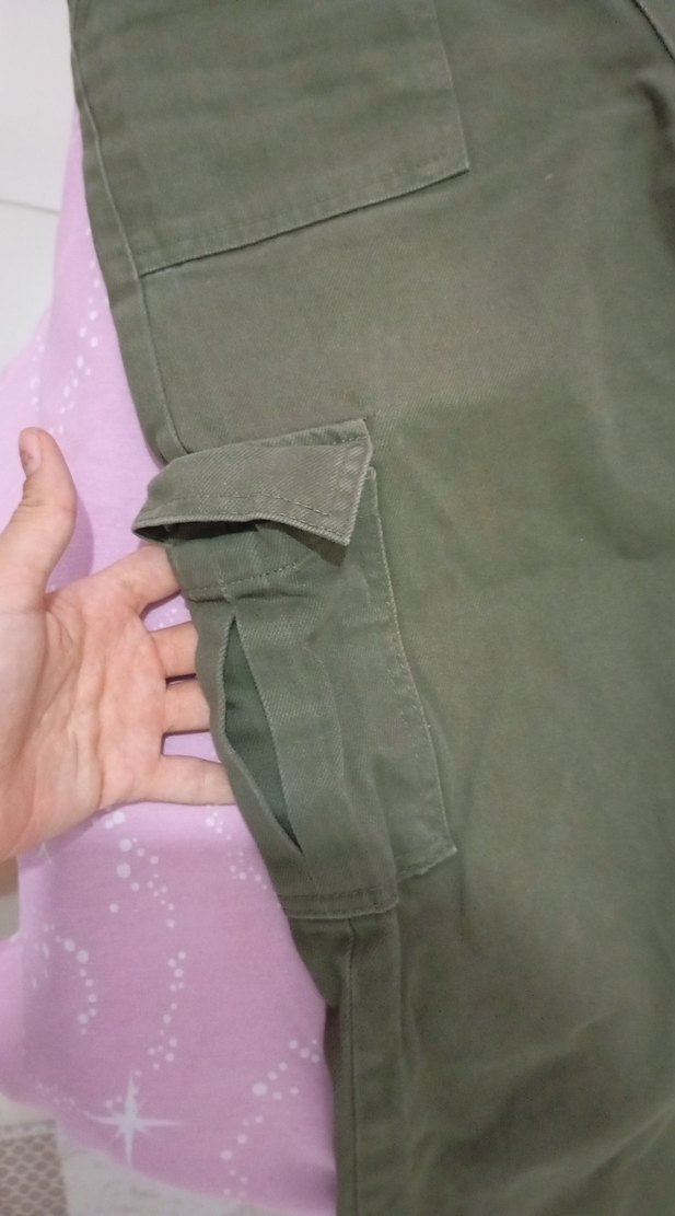 Düğmeli Yeşil Kadın Midi Boy Bol Kot Pantolon - Görsel 3