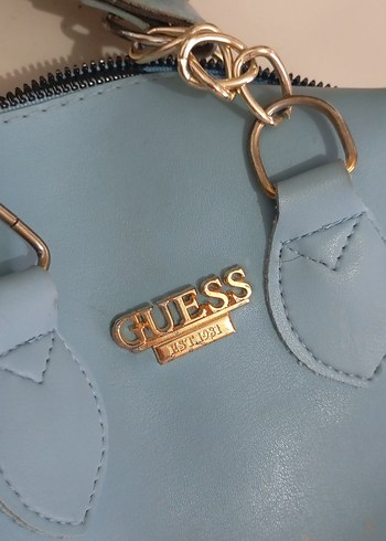 Mavi Deri Kadın Çanta - Fermuarlı - Görsel 2