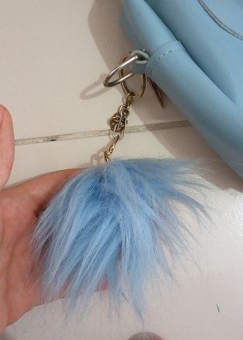 Mavi Deri Kadın Çanta - Fermuarlı - Görsel 3