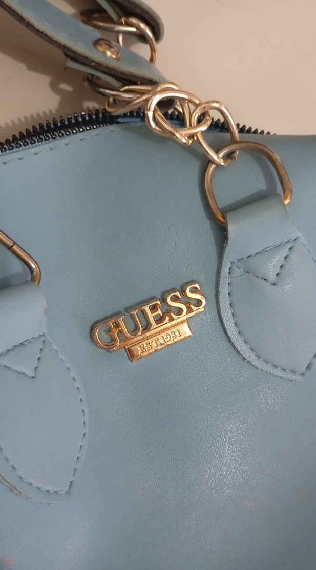 Mavi Deri Kadın Çanta - Fermuarlı - Görsel 2