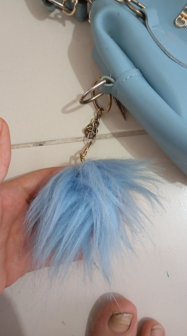 Mavi Deri Kadın Çanta - Fermuarlı - Görsel 3