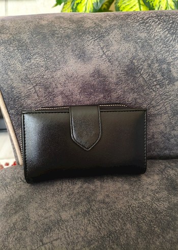 Kadın Siyah Deri Tokalı Cüzdan - Görsel 4