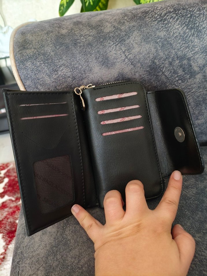 Kadın Siyah Deri Tokalı Cüzdan - Görsel 2
