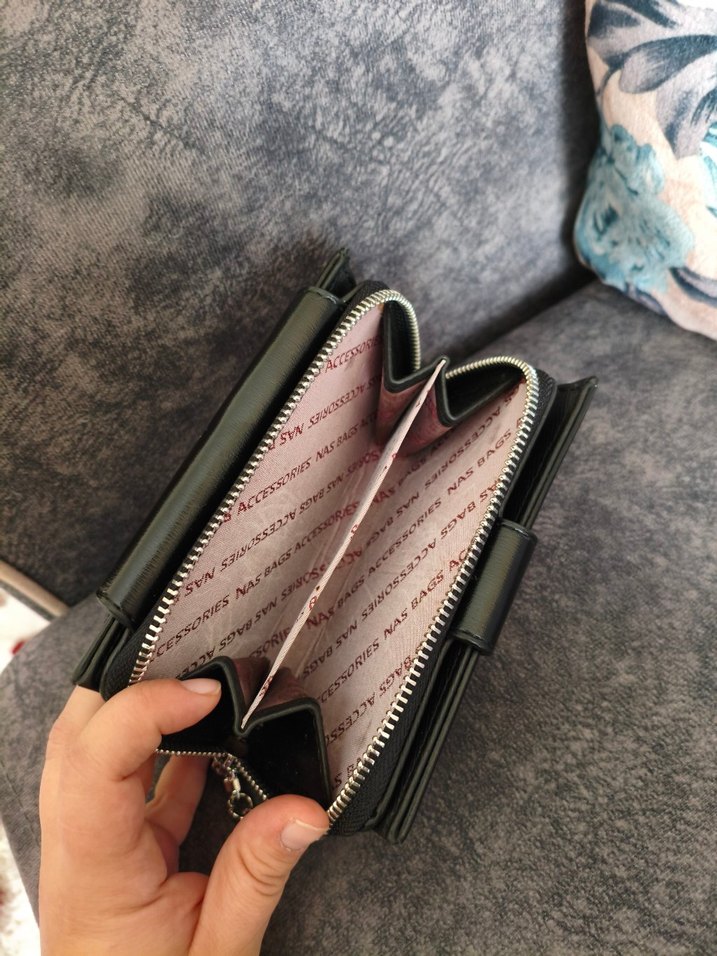 Kadın Siyah Deri Tokalı Cüzdan - Görsel 5