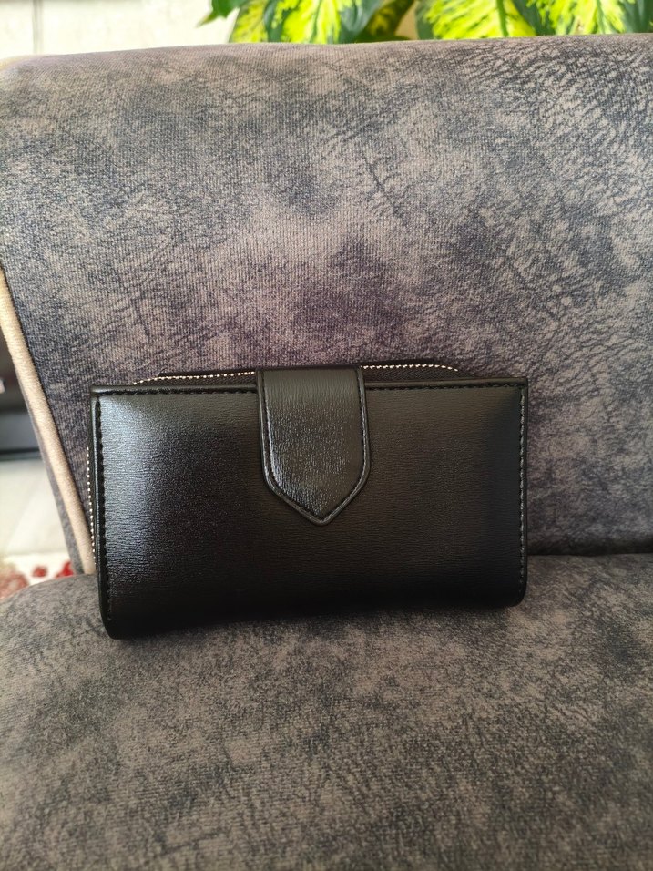 Kadın Siyah Deri Tokalı Cüzdan - Görsel 4