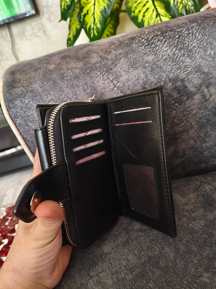 Kadın Siyah Deri Tokalı Cüzdan - Görsel 3