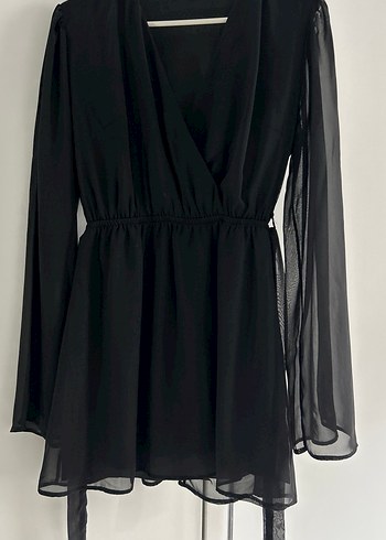 Siyah Uzun Kollu Kadın Elbise - Görsel 4