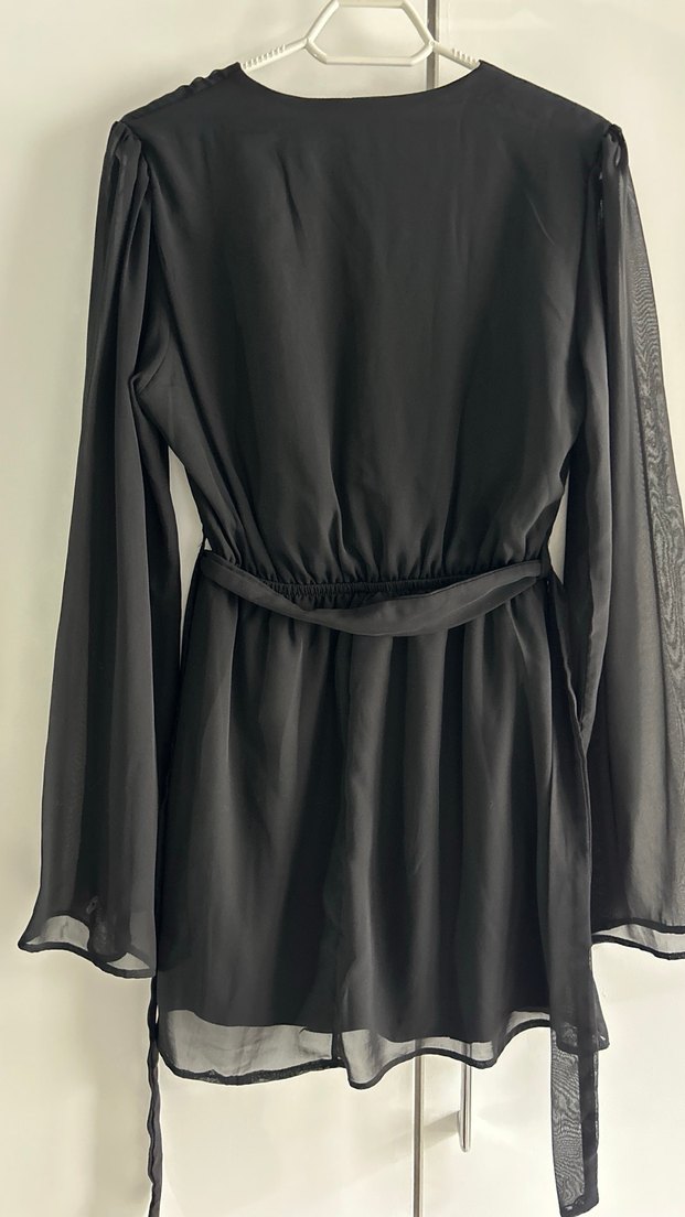 Siyah Uzun Kollu Kadın Elbise - Görsel 2