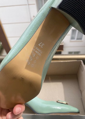 Zara Turkuaz Tokalı Modern Klasik Topuklu Ayakkabı