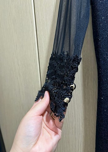 Parlak Nakışlı Lacivert Uzun Abiye Elbise - Görsel 4