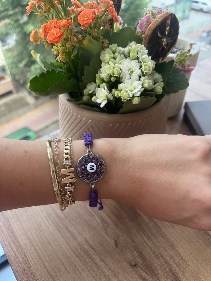 Mor Boncuklu Nakışlı Bohem Bileklik - Görsel 2