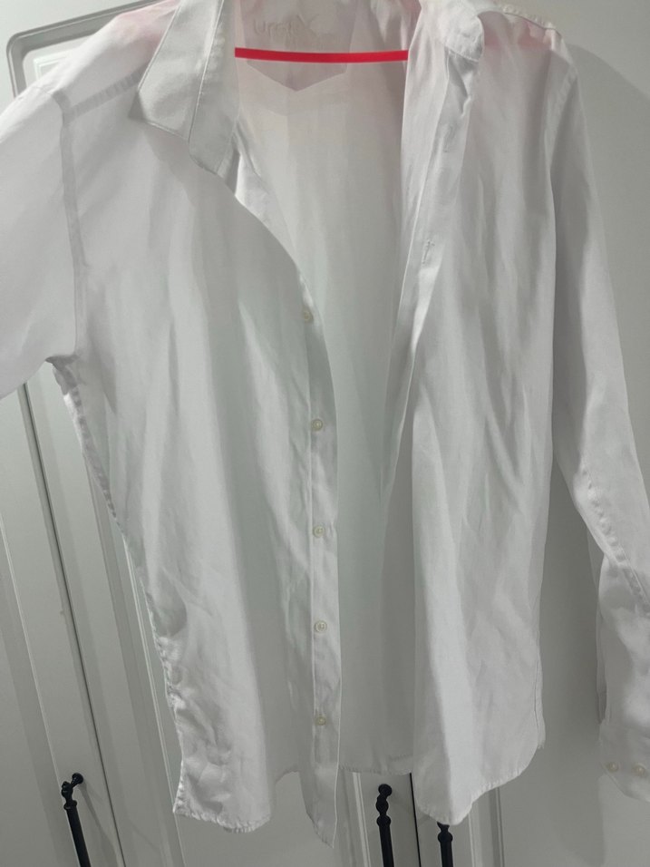 Düğmeli Beyaz Keten Gömlek - Görsel 3