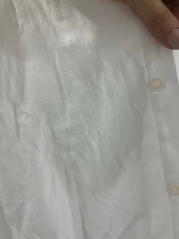 Düğmeli Beyaz Keten Gömlek - Görsel 2
