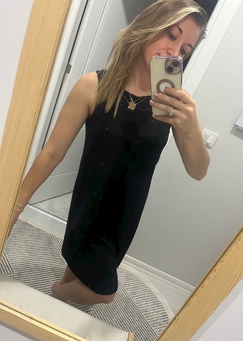 Siyah simli gece elbisesi - Görsel 6