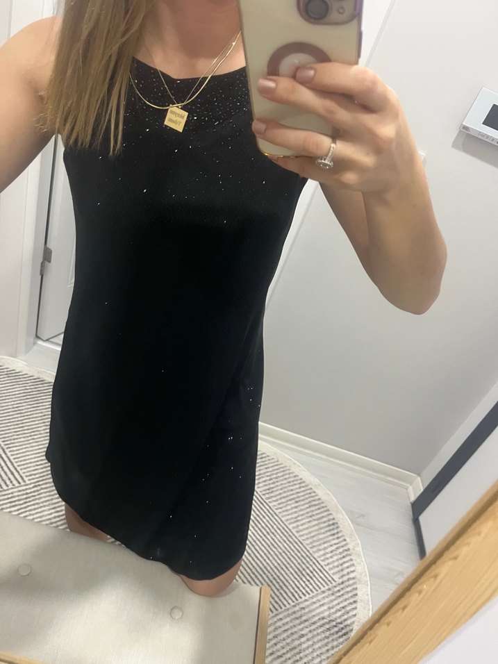 Siyah simli gece elbisesi - Görsel 4