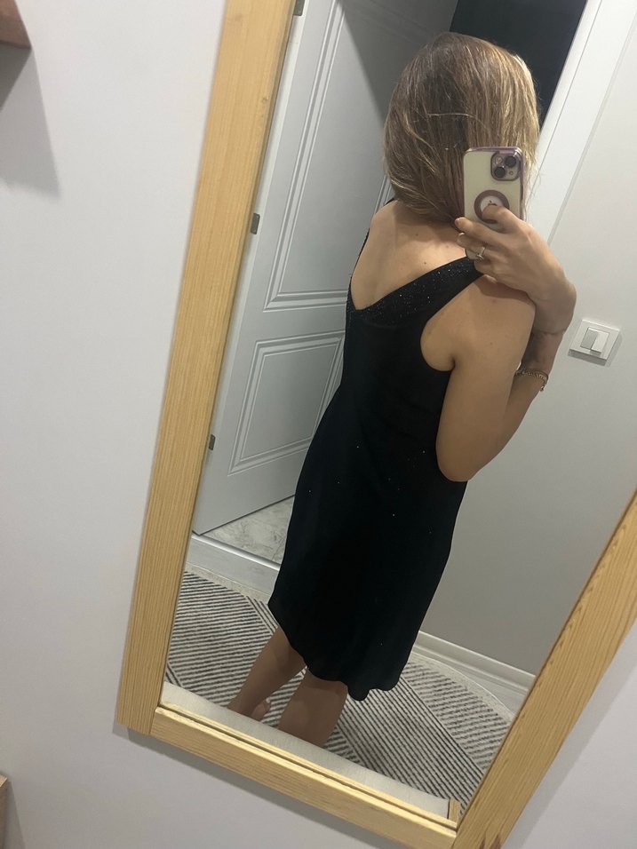 Siyah simli gece elbisesi - Görsel 2